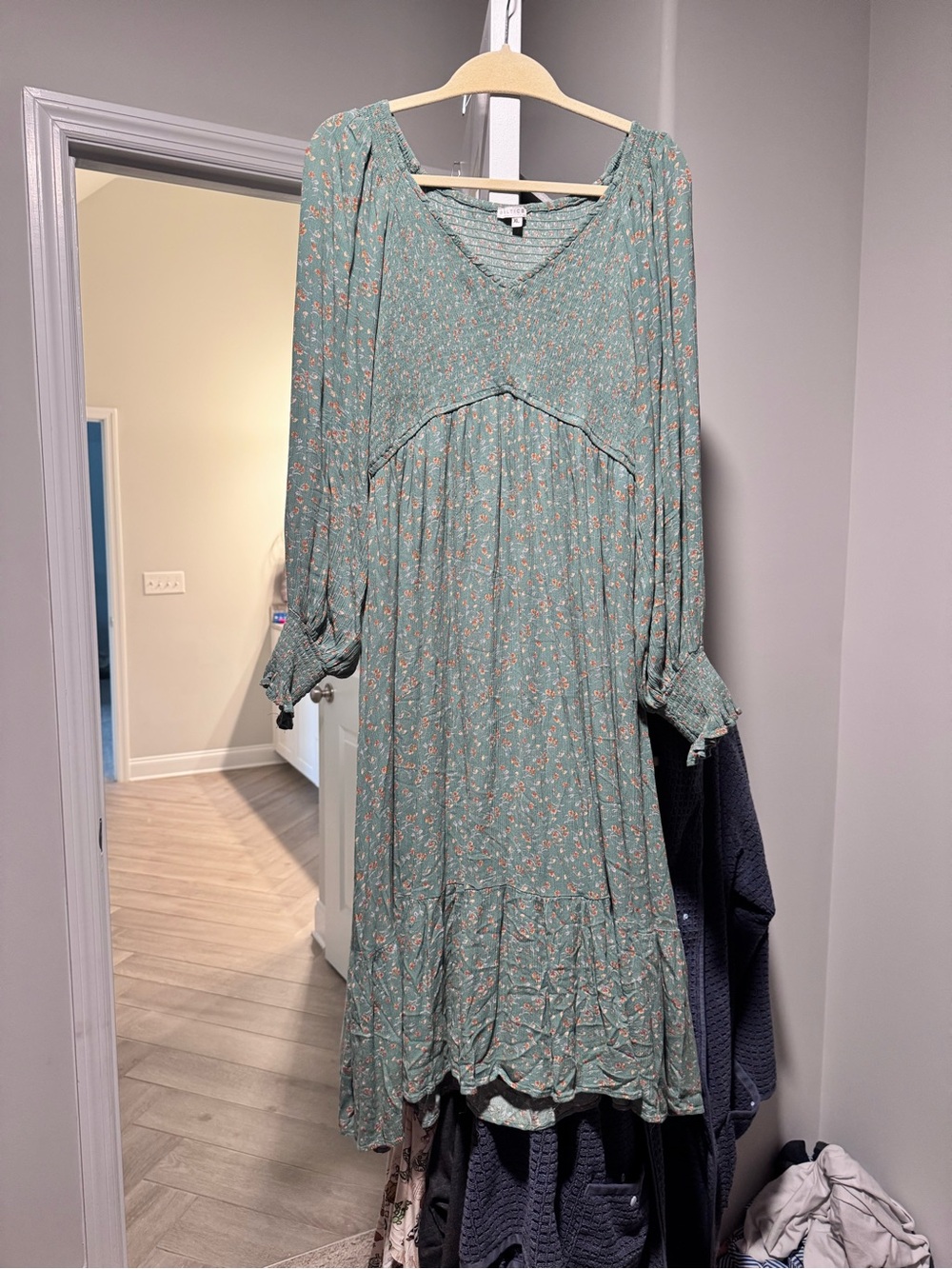 Baltic Born Sage Floral Long Sleeve Maxi Dress
